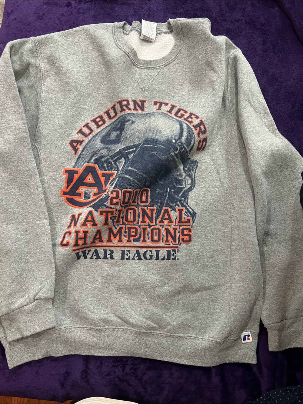 Russell Athletic Auburn Tigers Gray Crewneck with Orange Navy Accents